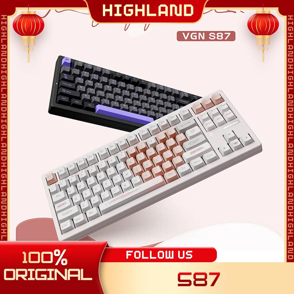 

VGN S87 Gamer Mechanical Keyboard 3Mode 2.4G Wireless Bluetooth Keyboard 87% Gasket Layout RGB Customized Gaming Keyboard Gifts