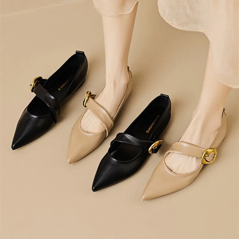 DIMANYU Women Pointed Toe Mary Jane Flats Shoes Office Plus Size Commuter Fashion Dress Shoes Women