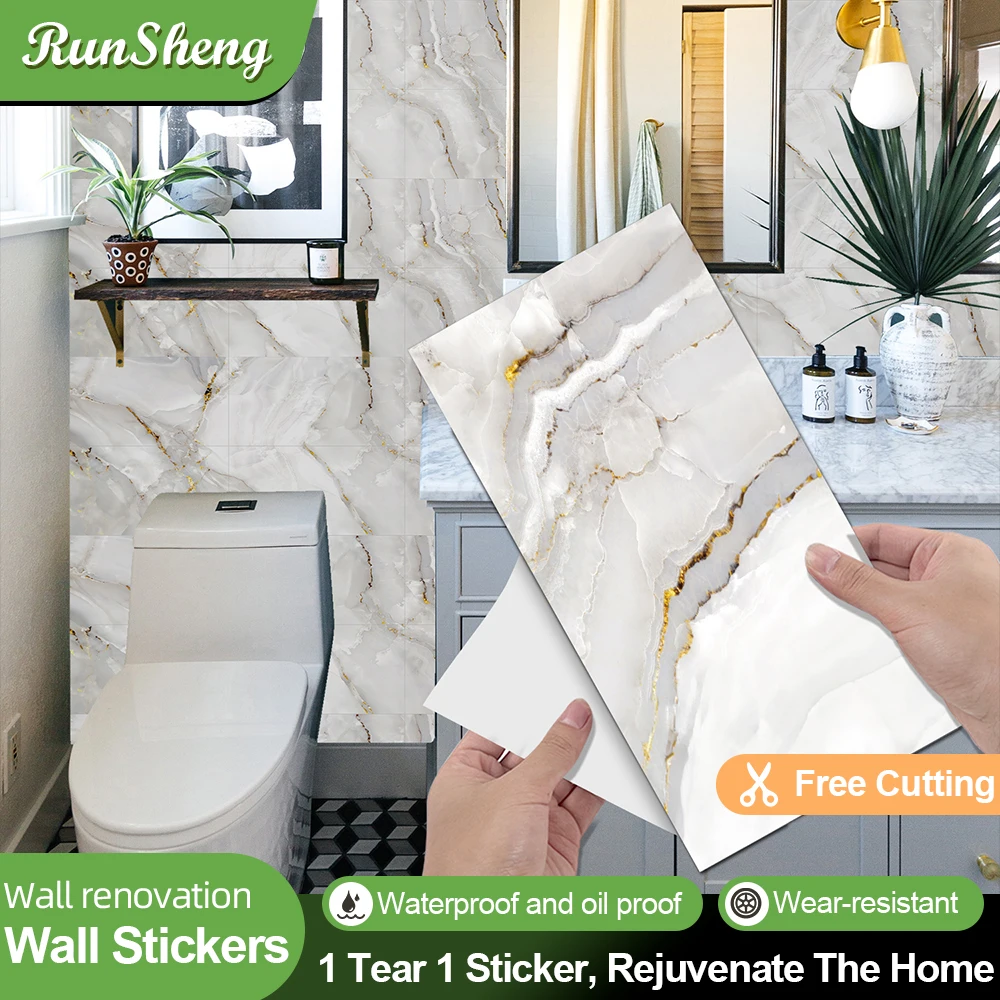 6pcs Vintage Marble Pattern 15*30cmpvc Material Bathroom Tile Decal Kitchen Vintage Tile Decal