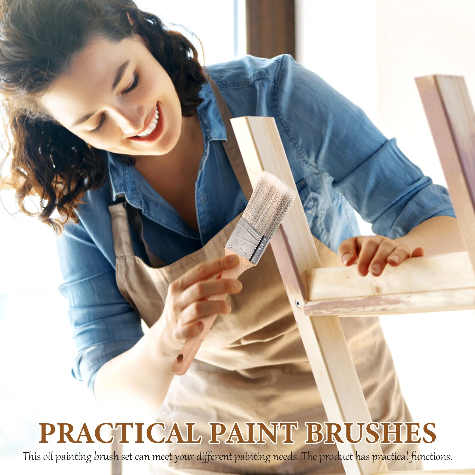 

5pcs Paint Brush Set Soft Bristle Oil Painting Brushes For Wall Wood Handle Art Tools Multi-Use Home Supply Painting Wall Tool