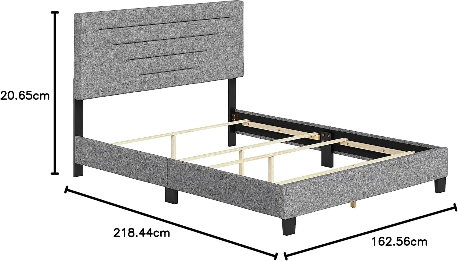 Cordoba Upholstered Platform Bed with Headboard and Durable Mattress Foundation with Strong Wood Slat Supports,