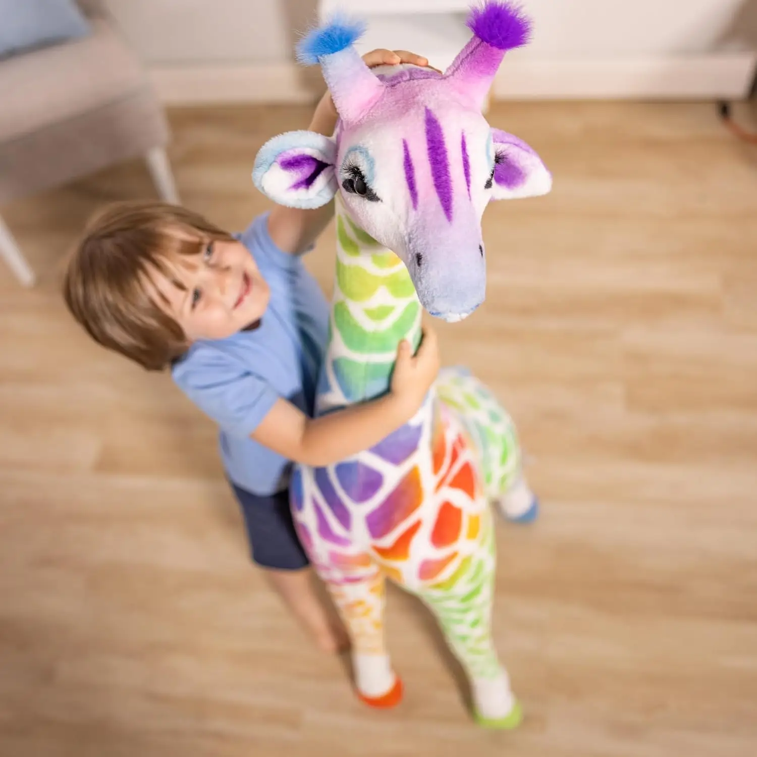 Realistic Stuffed Rainbow Giraffe Plush, Lifelike Animal Design