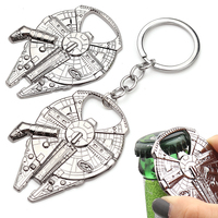 Movie Star Wars Keychain Cartoon Millennium Falcon Spaceship Keyring Pendant Metal Bottle Opener Accessories Corkscrew Kids Toy