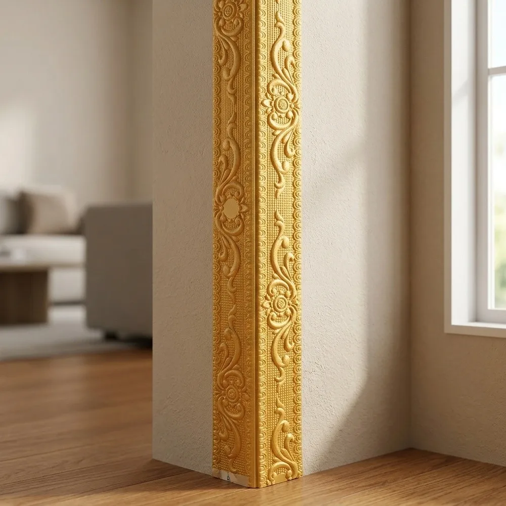 Wall corner guard strips with self-adhesive application providing resistance and decorative safety for home corners
