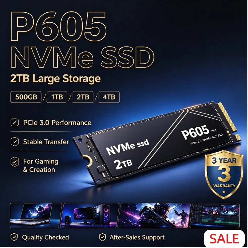 P605 PCIe3.0 NVMe M.2 SSD 500GB 1TB 2TB 4TB Original OEM High Speed Gaming Internal SSD Drive for Desktop Laptop Computer
