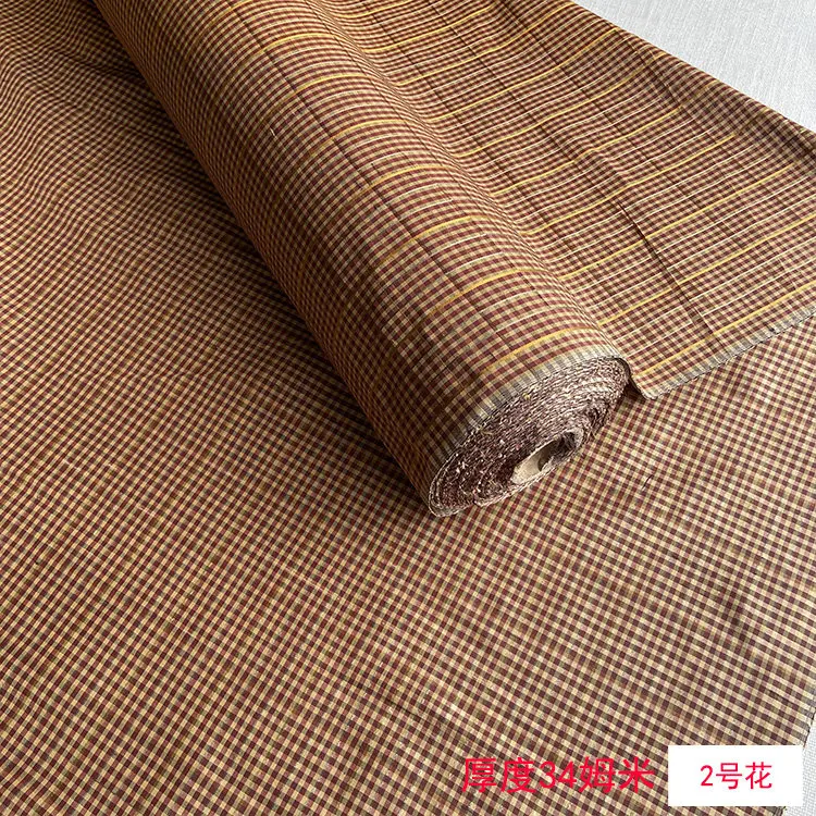 140 Wide 34 Momme Jacquard Plaid Silk Double Palace Fabric Crisp Yarn-Dyed Double Palace Coat Fabric