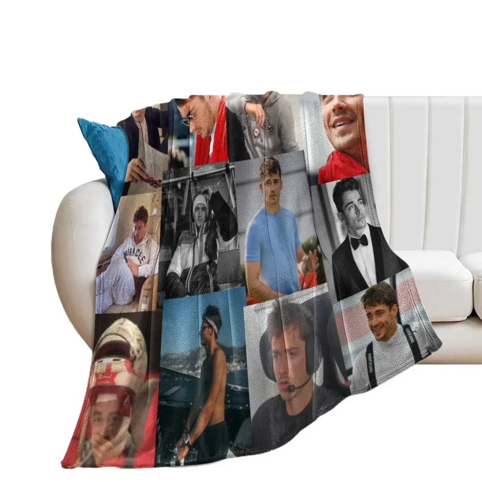 

Charles Leclerc picture collage Throw Blanket Luxury Designer Flannel Fabric Single Blankets