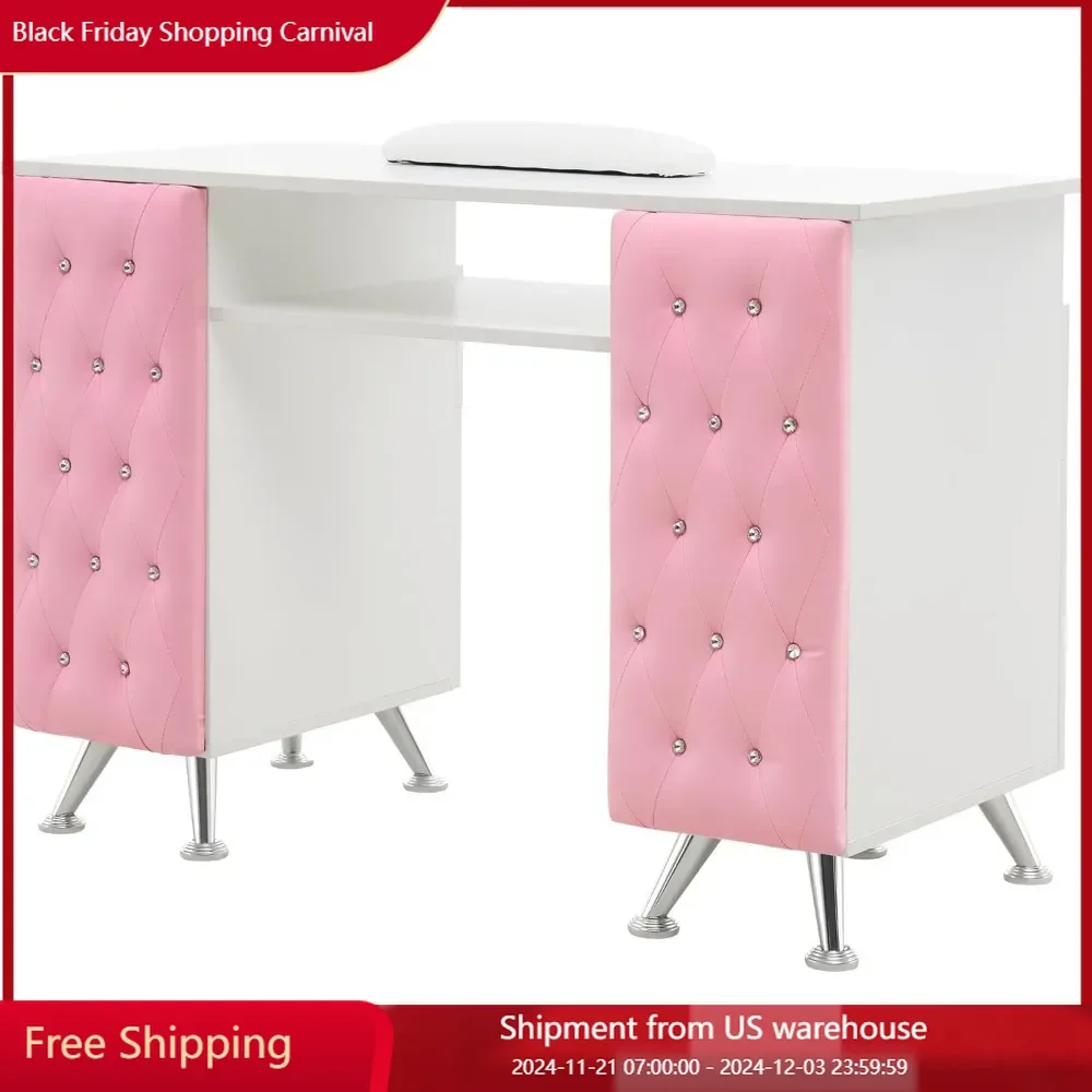 Manicure Table with Drawers, Acetone Resistant Nail Desk, Spa Salon Storage Equipment Multi-purpose Used Nail Tables