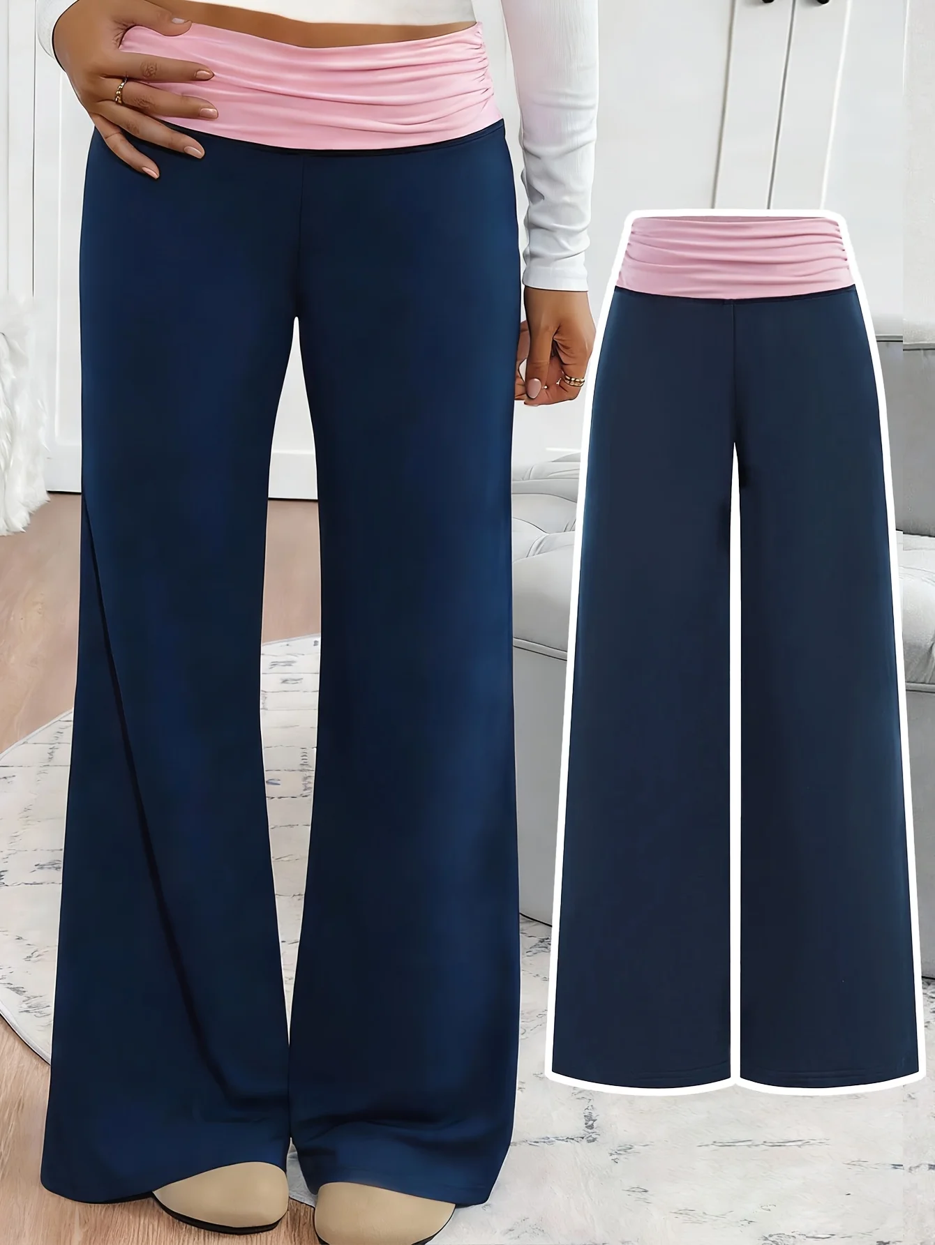 Pantalons longs décontractés d'été pour filles, pantalons de sport décontractés à jambes larges et à blocs de couleur, avec un design à blocs de couleur complets, adaptés aux filles âgées de 5 à 13 ans, pantalons polyvalents pour diverses occasions