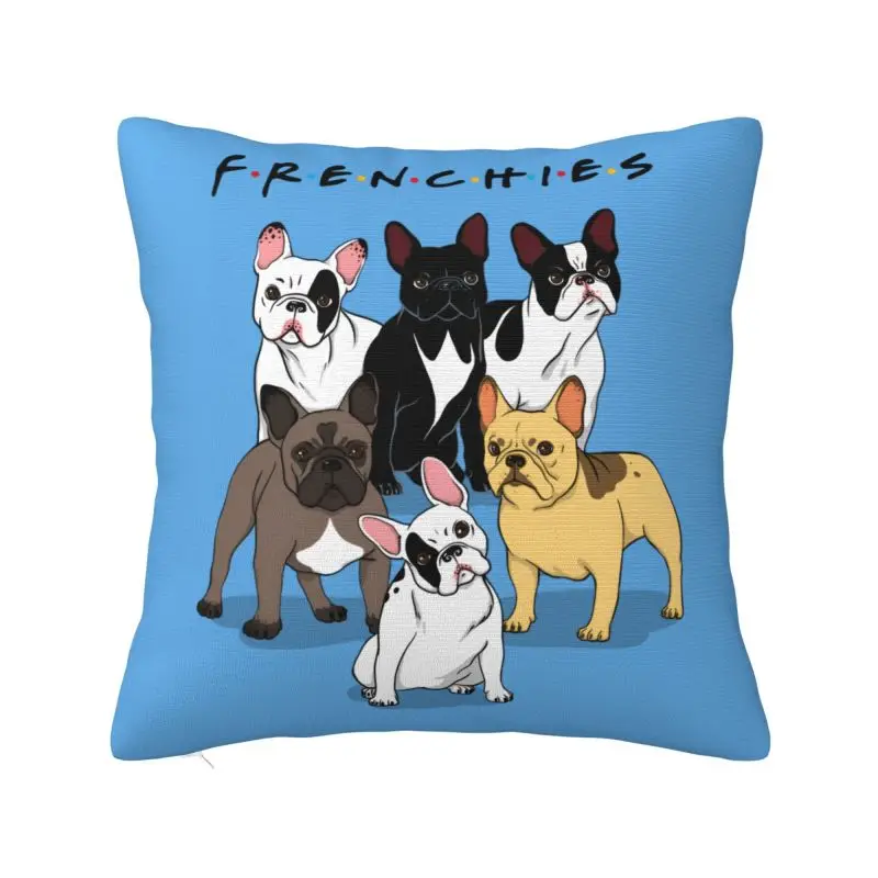 Funny Frenchie Puppy French Bulldog Cushion Cover 60x60 cm Polyester Velvet Throw Pillow Case For Sofa Home Decor Pillowslip
