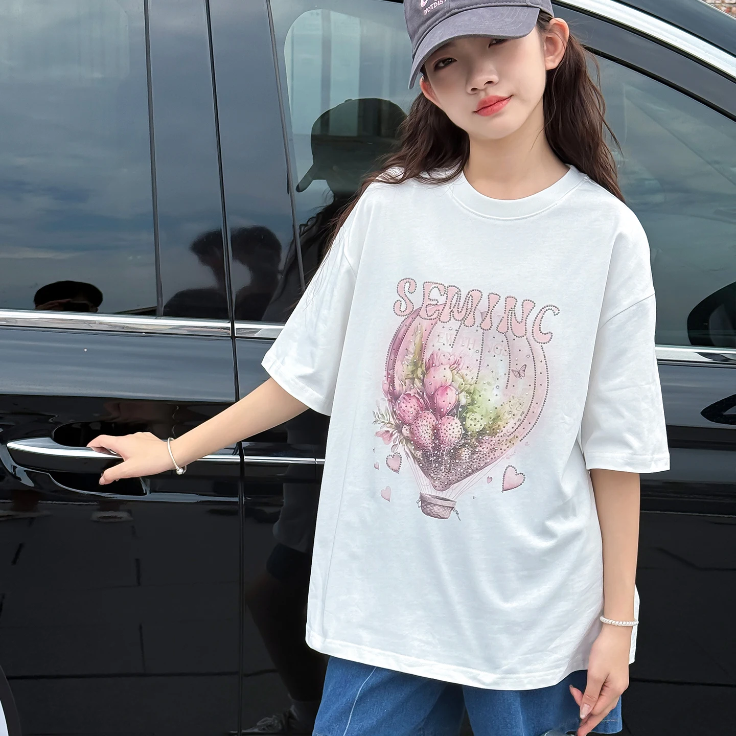Girls' summer clothes short sleeved T-shirt girls' big style super stylish, summer thin loose and versatile children's T-shirt