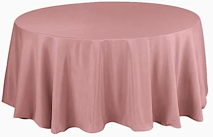 10 Pcs 132 Inch Dusty Rose Round Polyester Tablecloths Fabric Table Cover Linens Wedding Party Banquet Reception Events Kitchen