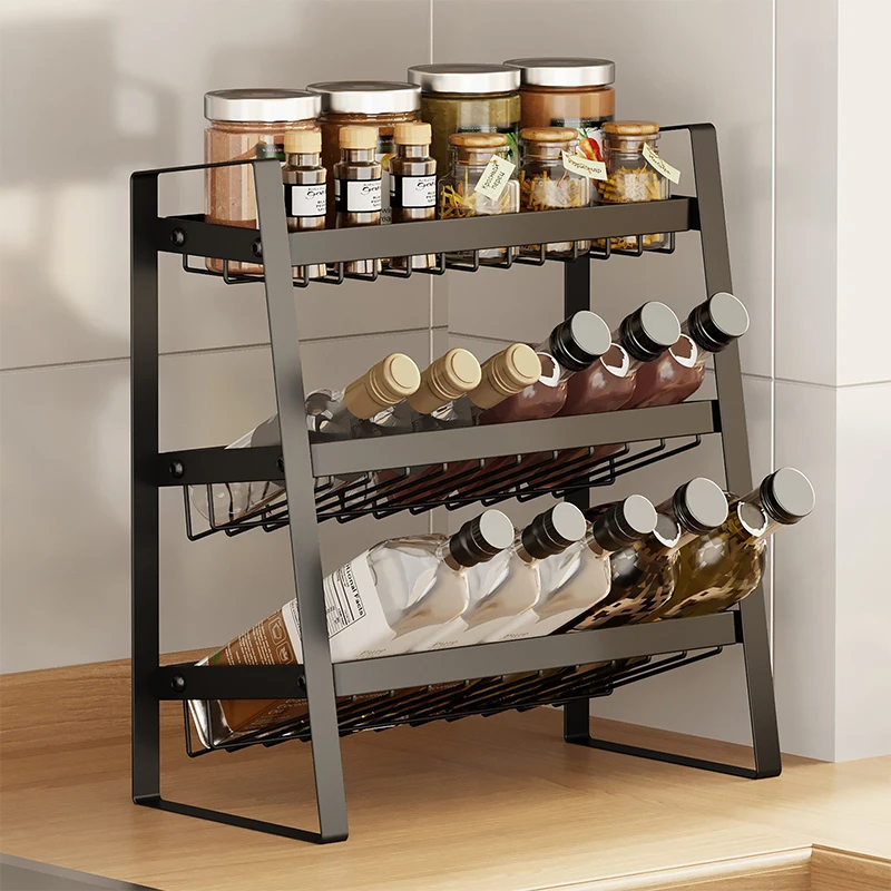 Kitchen Spice Rack Organizer Multi Layer Seasoning Condiment Shelf Bevelled Design Perfect For Seasoning Bottles