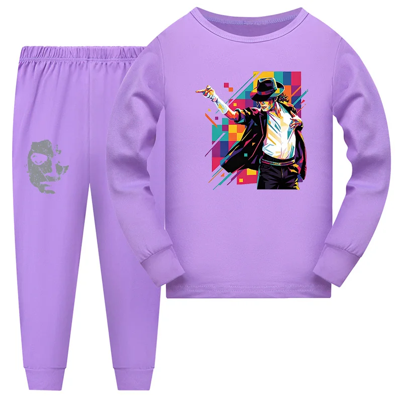 Neue Herbstkollektion: King of Pop Michael Jackson Lustiges Kleidungsset, Kinderkleidung, Mädchen-Pyjama-Set, Jungen-Schlafanzug, Nachtwäsche-Anzug – Detail 8