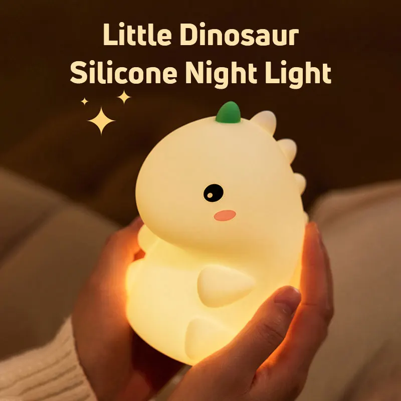 

Little Dinosaur Silicone Night Light LED Squishy Ovelty Animal Lamp 3 Levels Dimmable Nursery for Kids Decoration Cartoon Gift