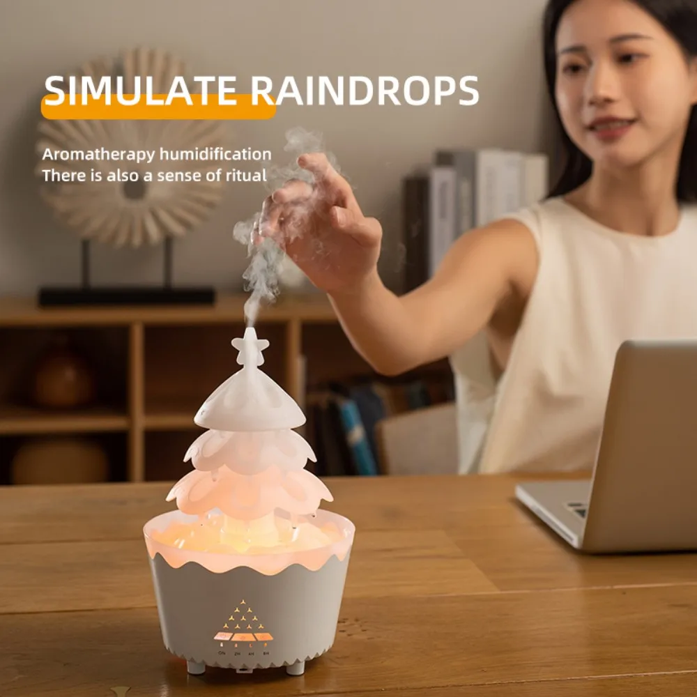 Lucky Christmas Tree Air Humidifier With Colourful Night Light 250ml Water tank Essential Oil Diffuser Remote Control Humidifier