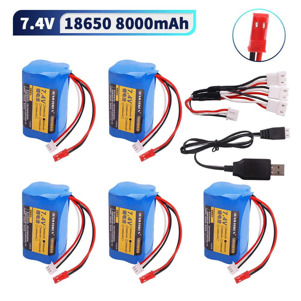 JST PLUG  7.4V 8000mAh Li-ion rechargable battery for HuanQi 957/948/848B/827B/823/955/956/957/948 MJX F45/T55 RC Car toys parts