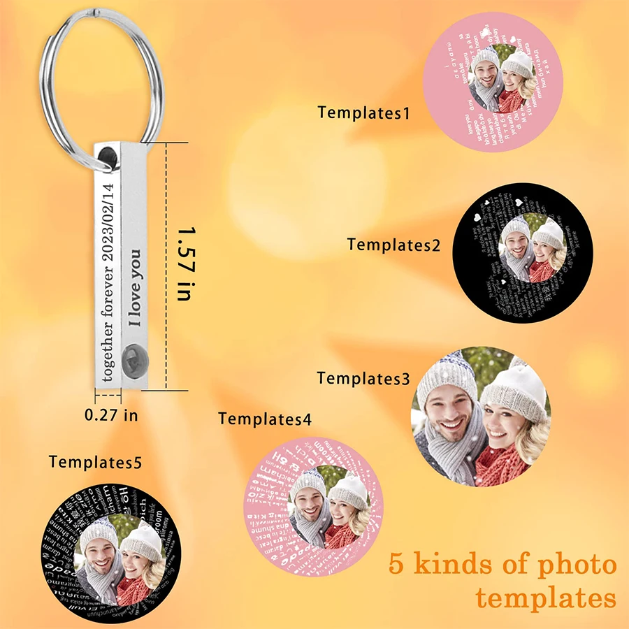 سلسلة مفاتيح مخصصة مع صورة داخل سلسلة مفاتيح عرض الصور الشخصية مع نص هدايا قابلة للتخصيص للرجال والنساء والصديق #3