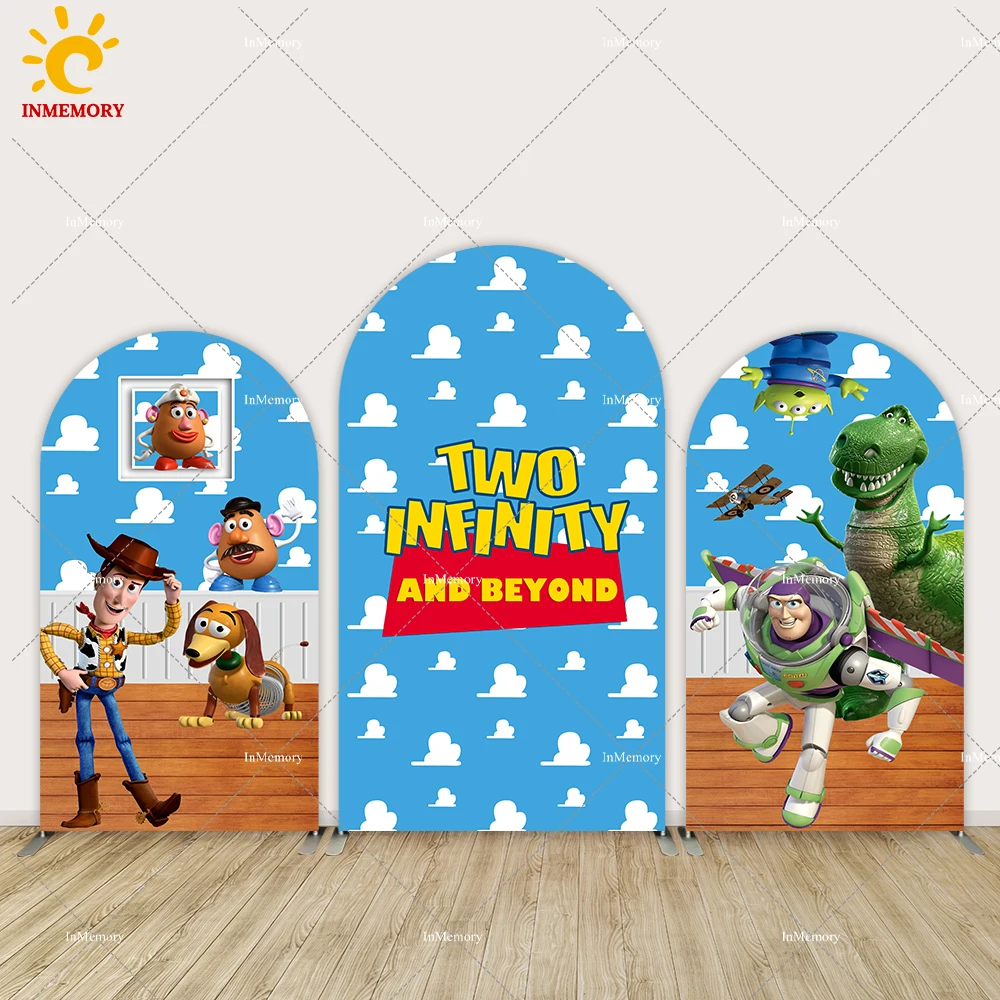 Blue Sky Arch Backdrop for Party Supplies Two Infinity and Beyond Buzz Woody Photo Backgrounds Toy Story Baby Shower Banner