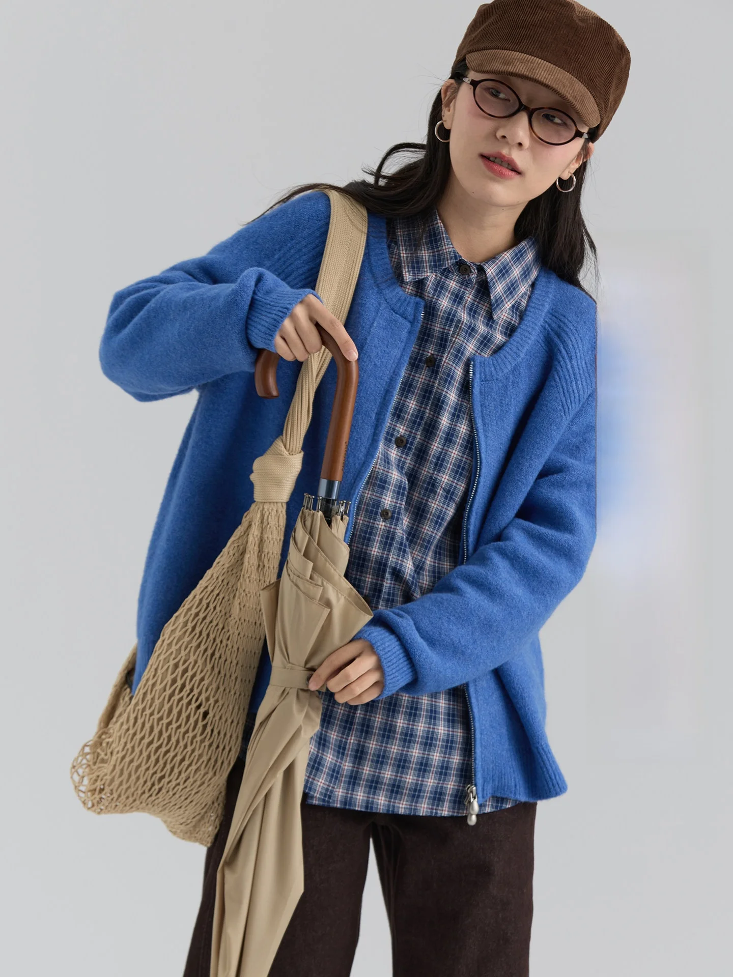 

Dwind2026 Women's ort Knitted Cardigan Coat round Ne Rice Noodle Fce Winter Outerwear Korean Sle Commute Faion