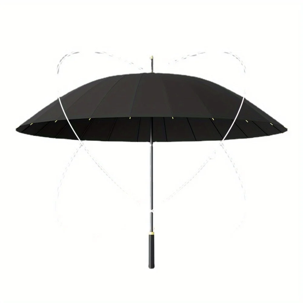 24 bone black glue fully automatic umbrella belt with thick and durable fiber keel straight rod umbrella for UV protection