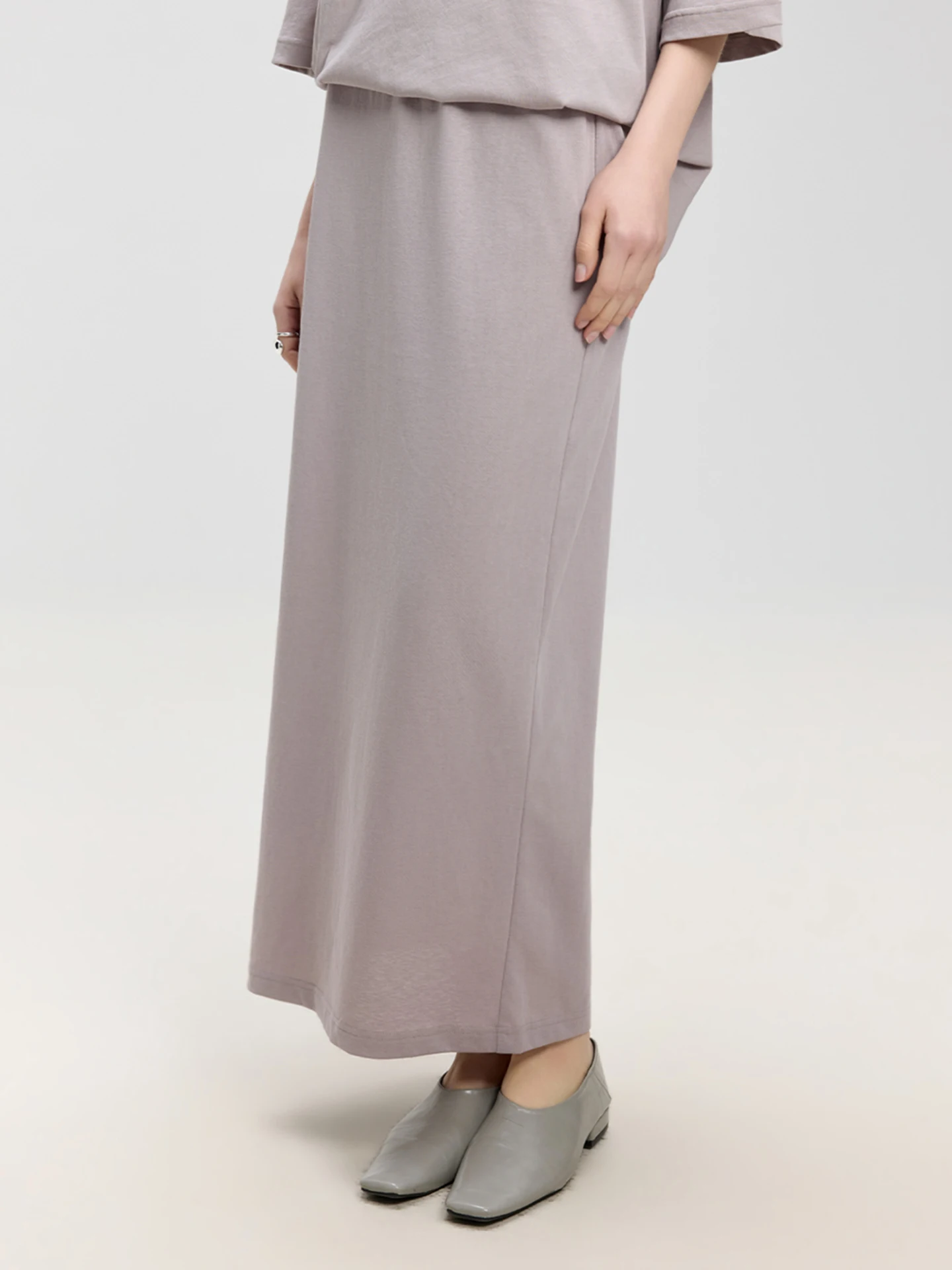 

High Waist Straight Cut Long Skirt Pure Color Women's A-Line Midi Skirt Simple Slimming Versatile Polyester Cotton Blend