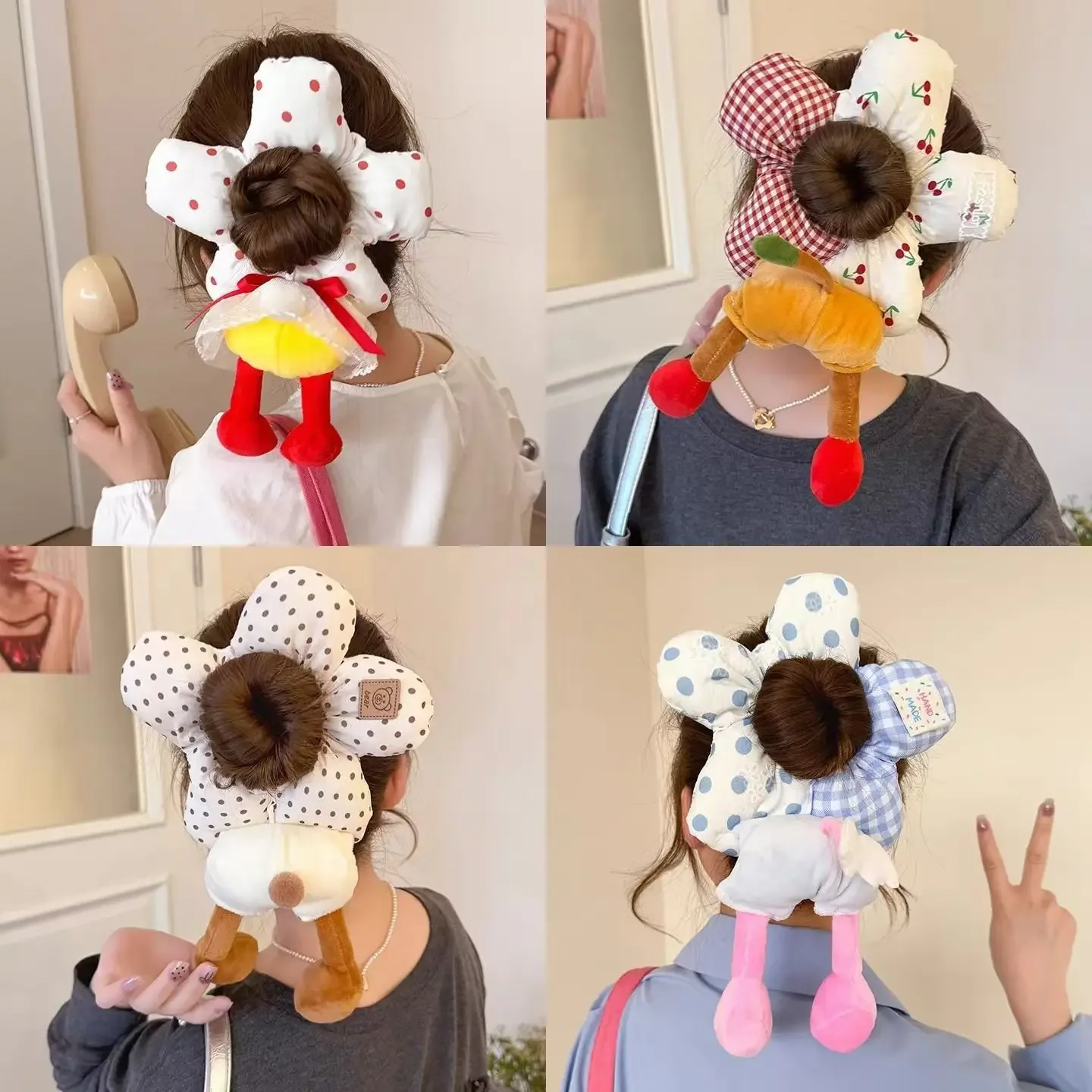 Disney Mickey Butt Nuovi fiori Intestino crasso Capelli rotondi Autunno e inverno da donna Creativo Toro Fascia per capelli Corda a pois