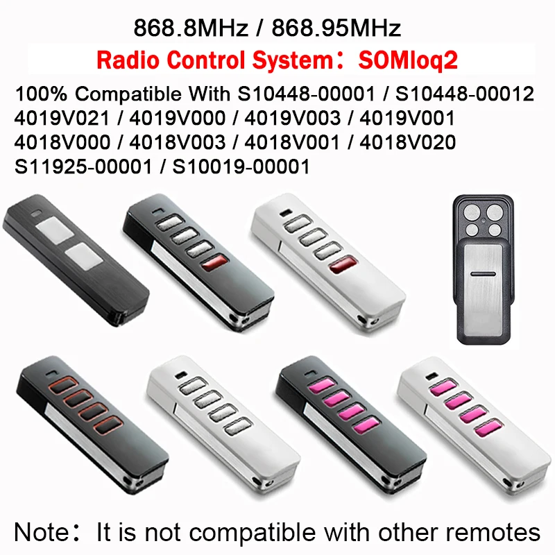1-20PCS SOMMER Pearl 4018 4019 4018V000 4019V000 TX55-868-4 TX40-868-4 Garage Door Remote Control Key 868.8MHz 868.95MHz