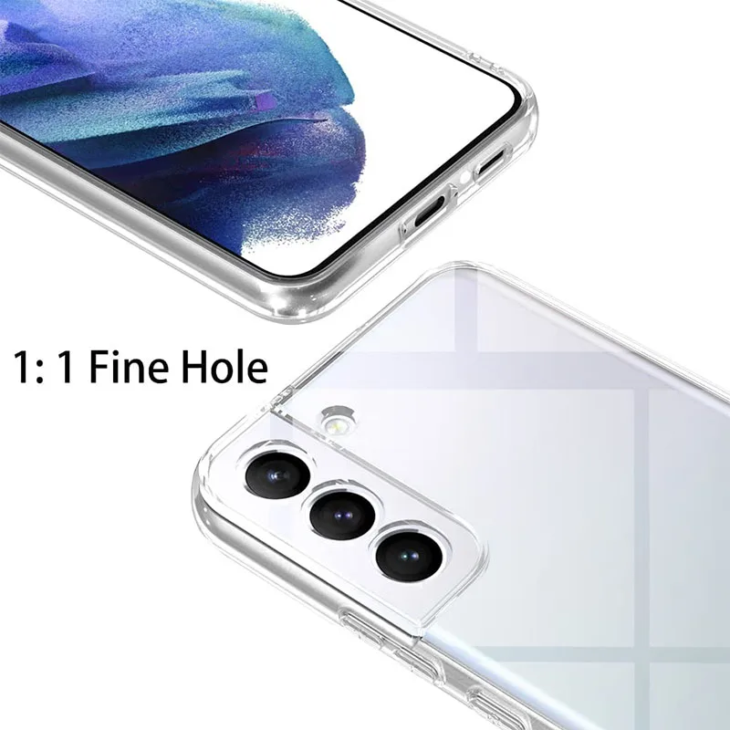 Full Camera Cover Silicone Soft Case For Samsung Galaxy S24 S23 S22 S21 FE Plus Ultra Clear Back Cover Transparent Thin TPU Capa image 3
