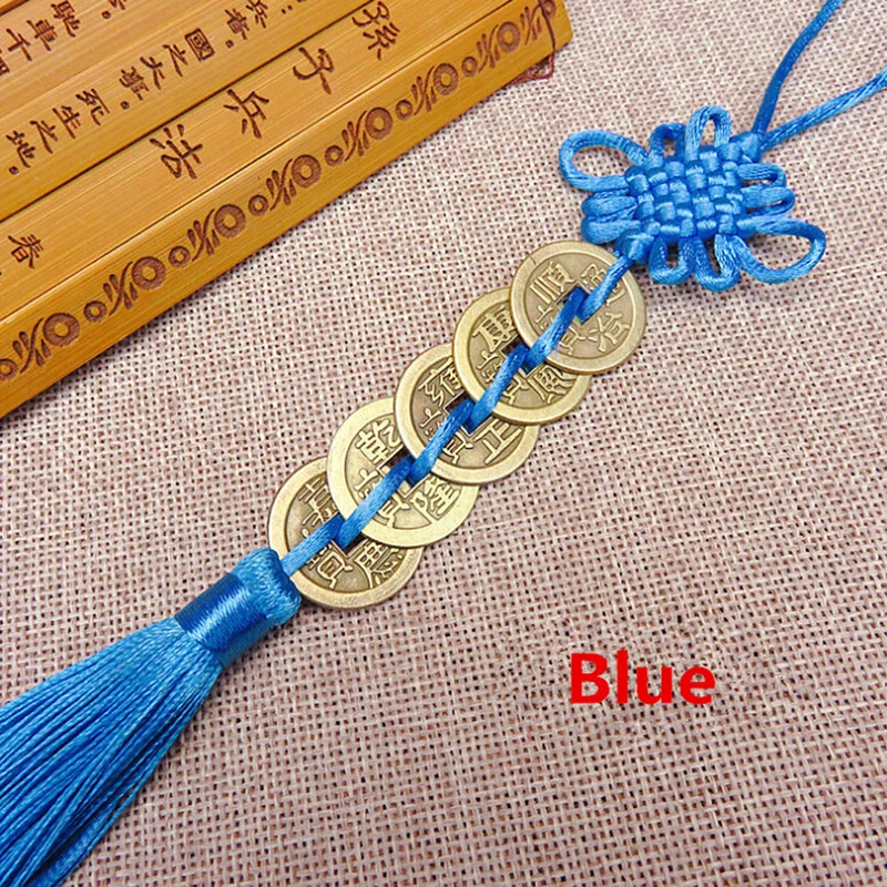 Feng Shui Chinese Knot Tassel China Mascot Lucky Charm Ancient Coins Prosperity Protect Good Fortune Ornaments Car Accessories