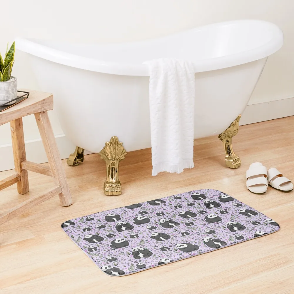 

Pandas in Purple Bath Mat Bathroom Shower Curtain Bathroom Carpets Mat