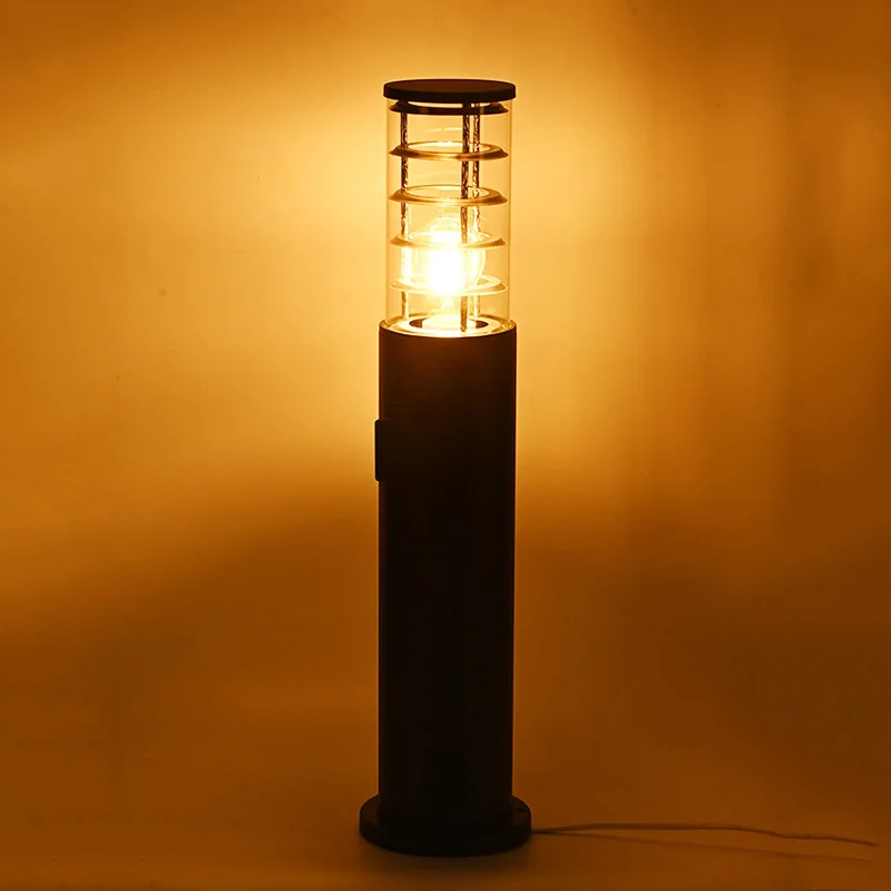 Modern E27 Outdoor Waterproof Aluminum Column Lawn Light Garden Path Lighting Circular Landscape Channel Lighting