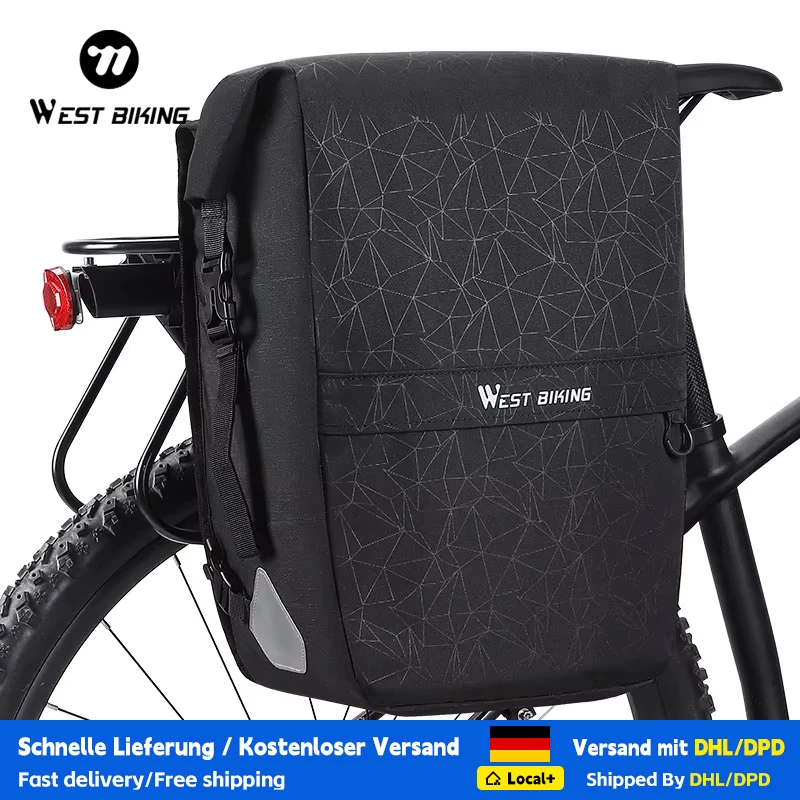 WEST BIKING Multifunktionale Fahrradtasche 17-29L Erweiterbarer Fahrradrucksack Fahrrad-Gepäckträger Schnellverschluss-Seitentasche