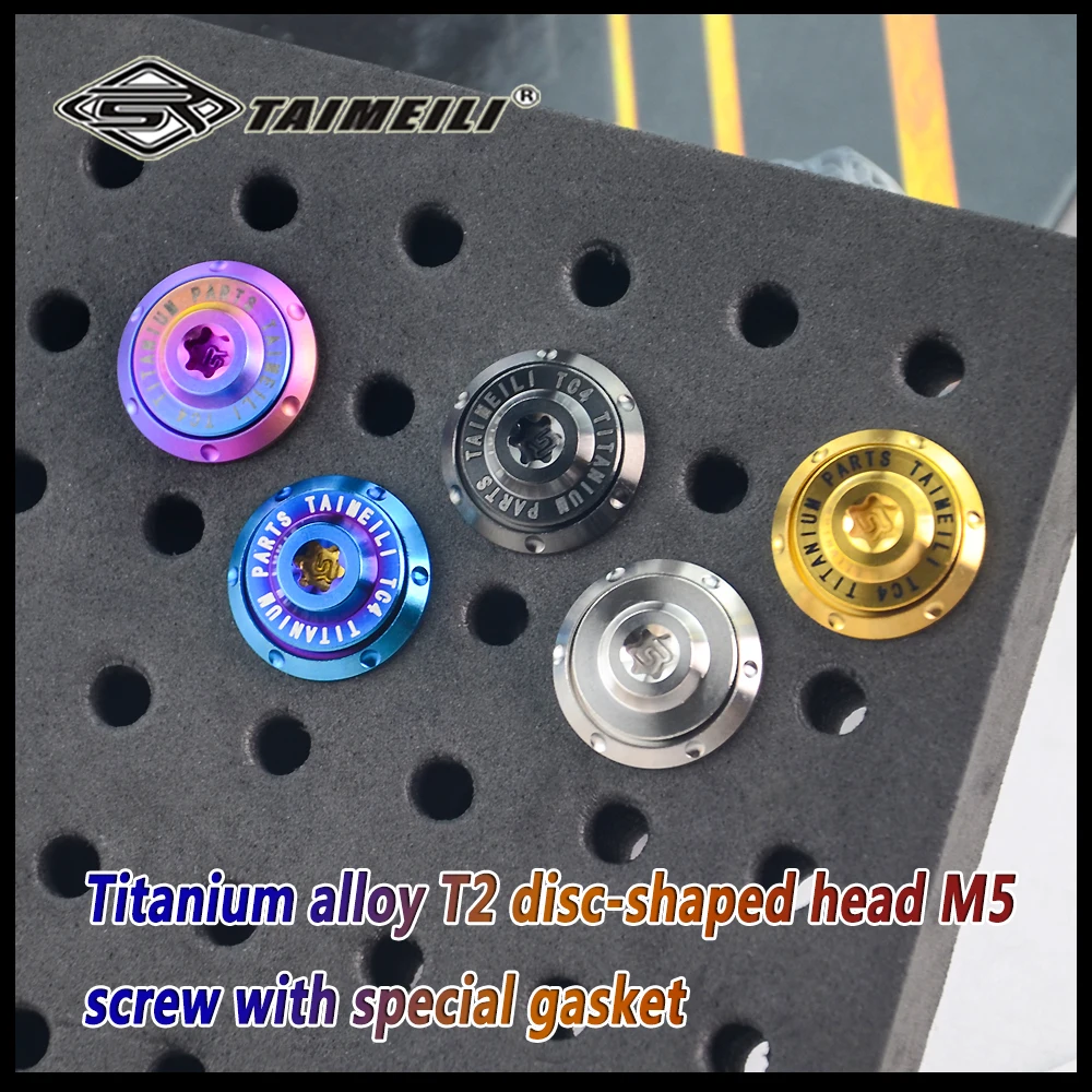 TAIMEILI 1Pcs/T2 Series M5 Titanium Alloy Torx Disc Head Screws With Specialized Gasket Motorcycle Replacement Fastener