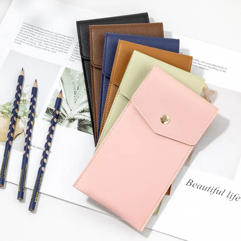 PU Leather Pencil Case Storage Bag Student Glasses Portable Stationery Bag Large-capacity Business Office Pen Storage Bag