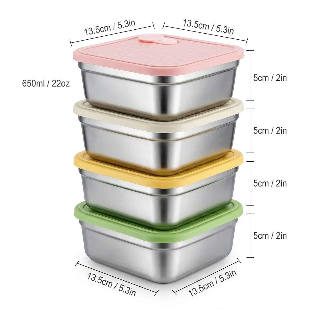 Draagbare Lunchbox Buitenpicknick 1/2 Vakken Grote Capaciteit Fruit Salade Voedsel Opbergcontainer 304 Roestvrij Staal Bento Box