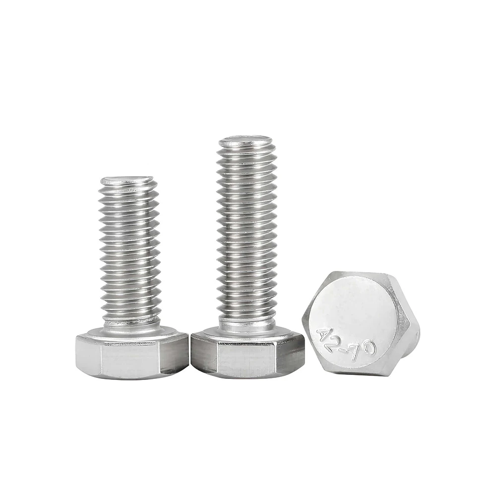 50pcs M1.6 M2 M2.5 M3 M4 304 Stainless Steel External Hexagon Head Screws Full Threaded Outer Hex Head Bolts Screw Length 3-50mm