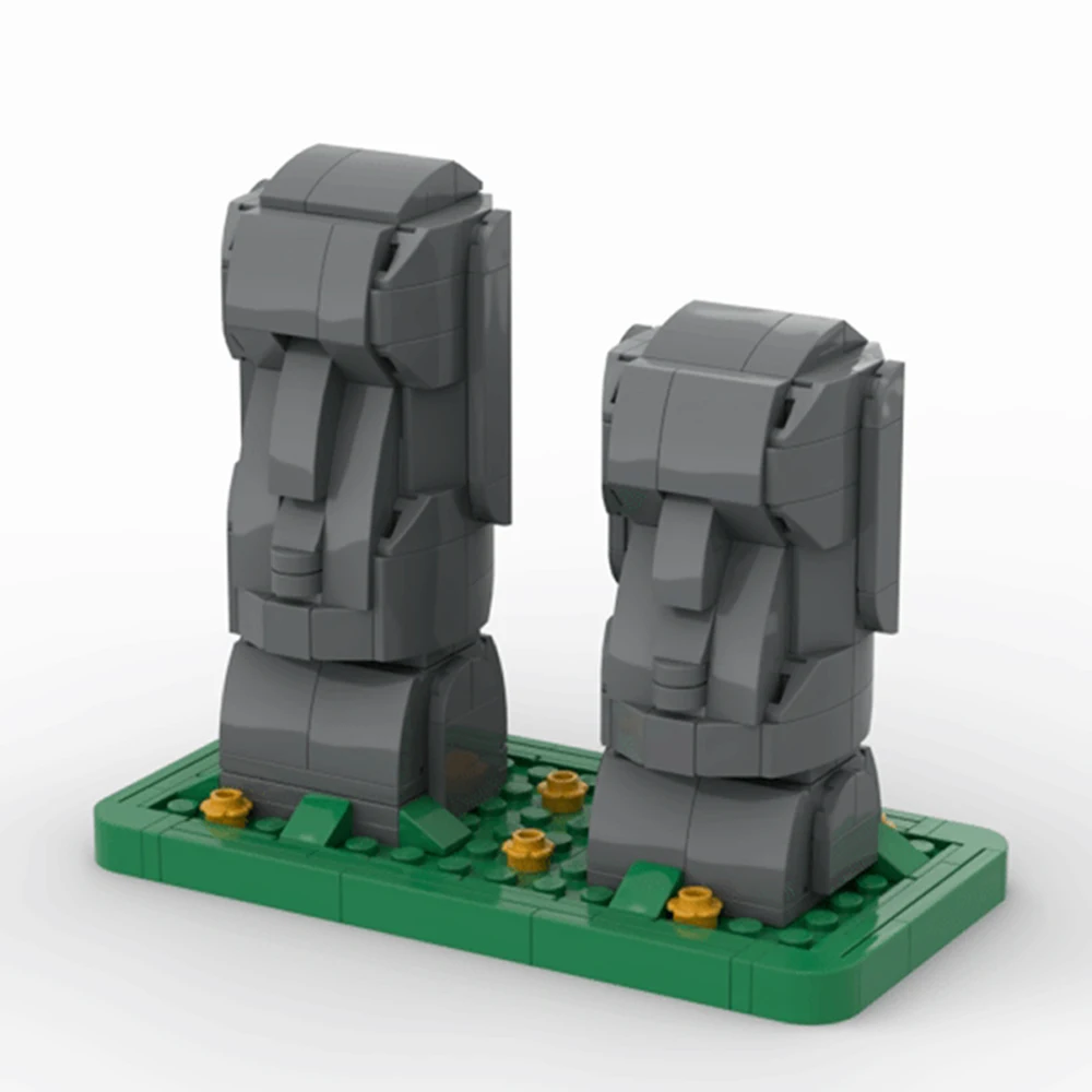 MOC Statua Wyspy Wielkanocnej Model Moai Bricks Moai Landmark World Famous Architecture Building Block Kids Toy Birthday Gift
