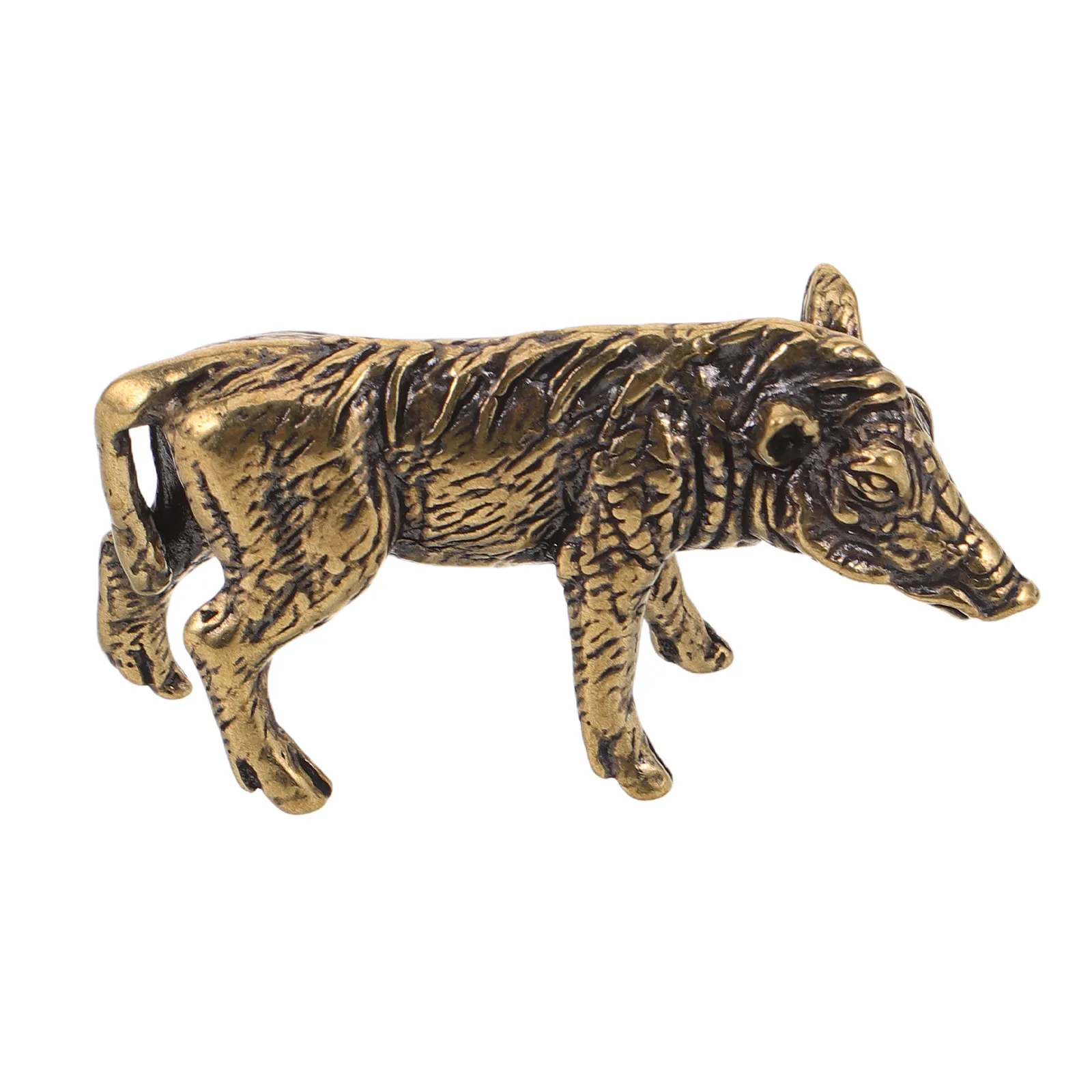 Brass Wild Boar Sculpture Realistic Farmhouse Table Ornament Rustic Animal Centerpiece Desk Paperweight Tearoom Decor Chinese