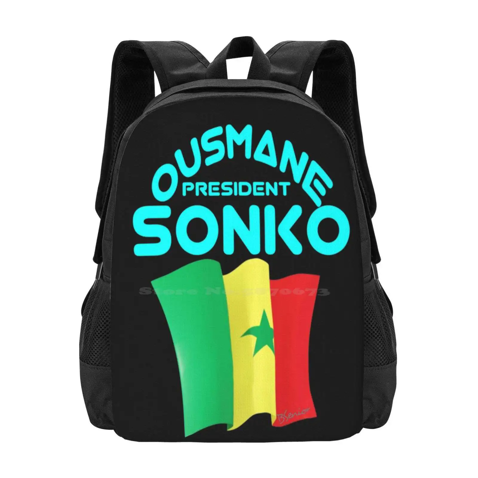 Ousmane-bolsas escolares de viaje para ordenador portátil, diseño de patrón de Sonko, Ousman, Presidente Ousmane, gastef, Sonko, Presidente Ousmane