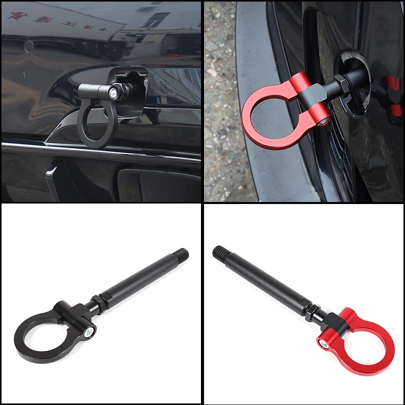Racing Tow Hook Ring For BMW 3 Series G20 330i M340i 2019-2025 Black Aluminum+Steel Front Rear Tow Eye 1Pc