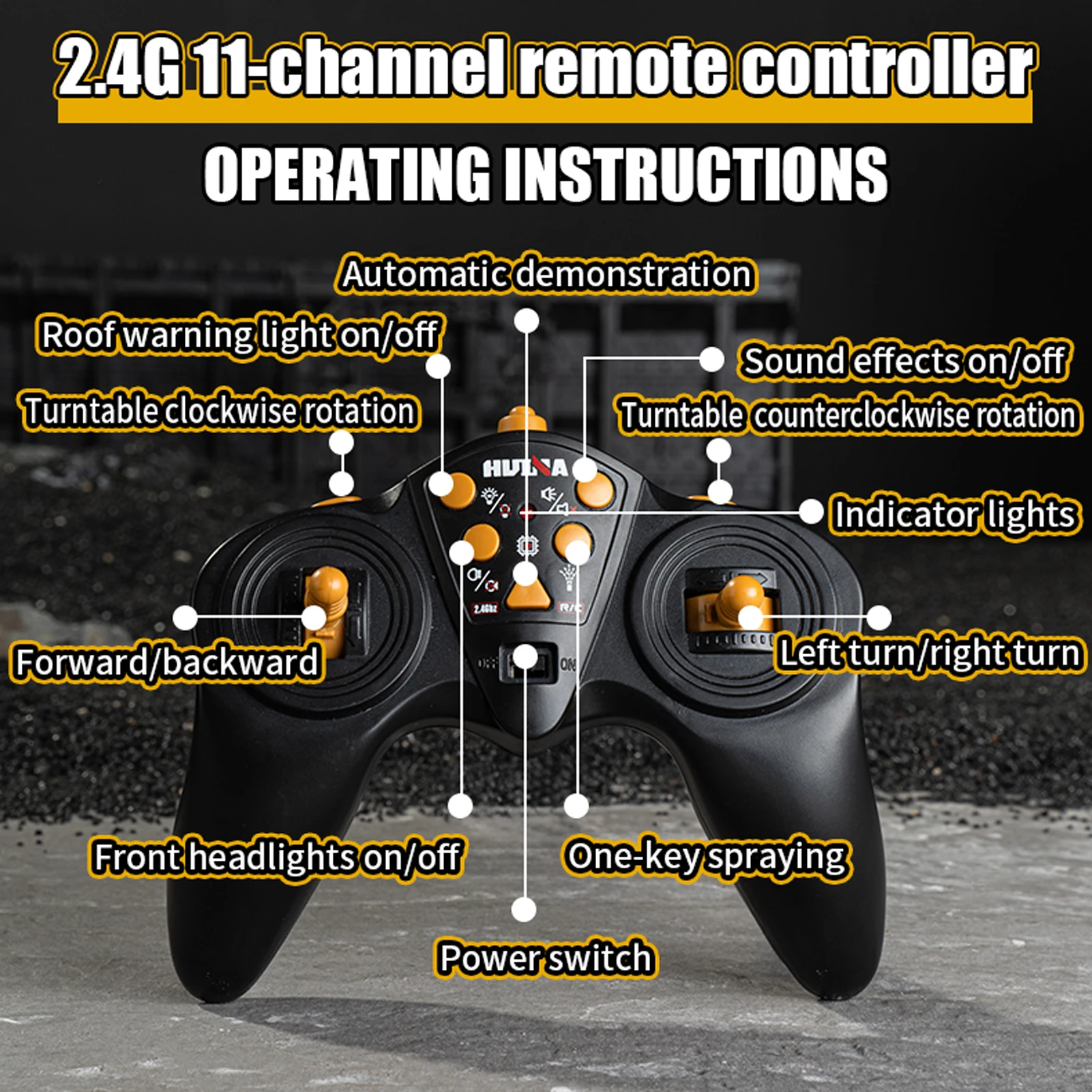 콘크리트 펌프 트럭 장난감, 2.4G 무선 조종 다이캐스트 건설 차량, 작동하는 워터 펌프, 조명 및 소리 기능 포함, 남아용