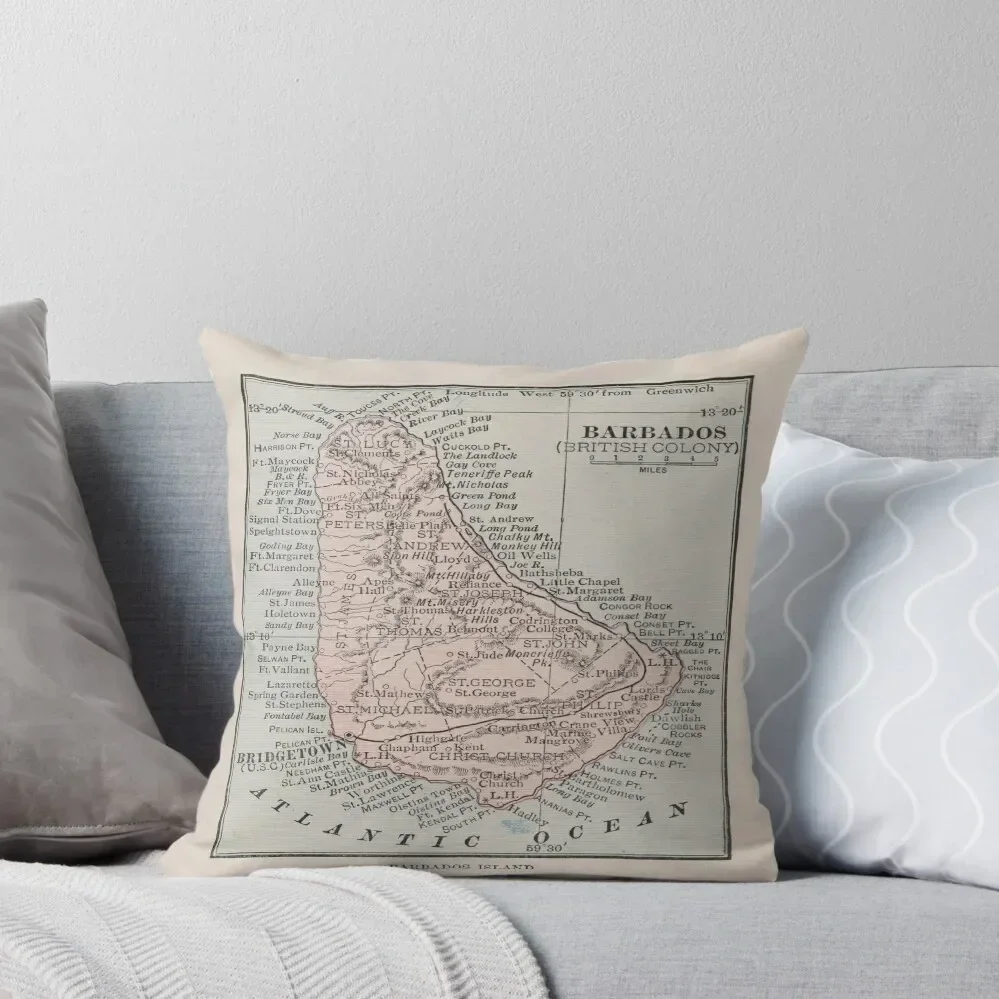 Old Barbados Map (1912) Vintage Barbadian Island Atlas Throw Pillow christmas decorations 2025 bed pillows pillow