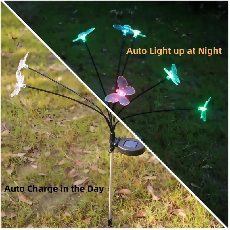 Solar Garden Lights Outdoor Waterproof Decorative Color Changing Swaying Butterfly Lights Garden Decor Stakes for Outside image 5