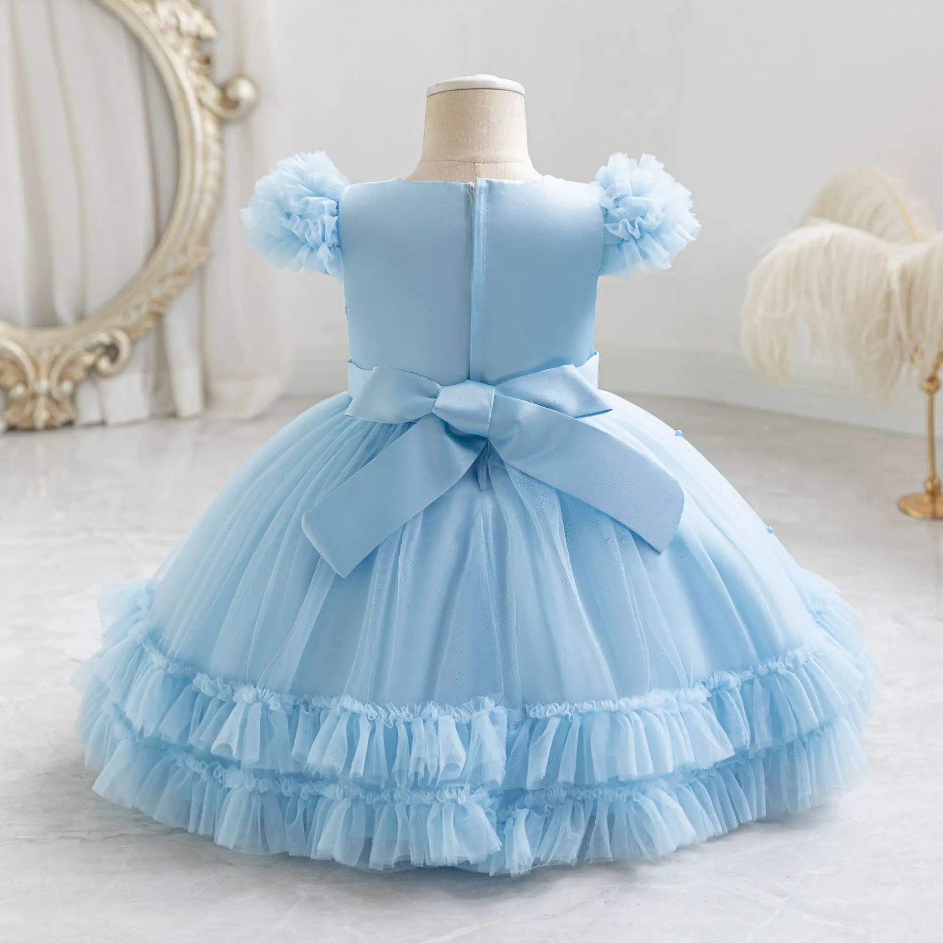 Fiona Toddler Baby Toddler 3D Flower Appliqued Birthday Party Formal Pageant Flower Girl Dress