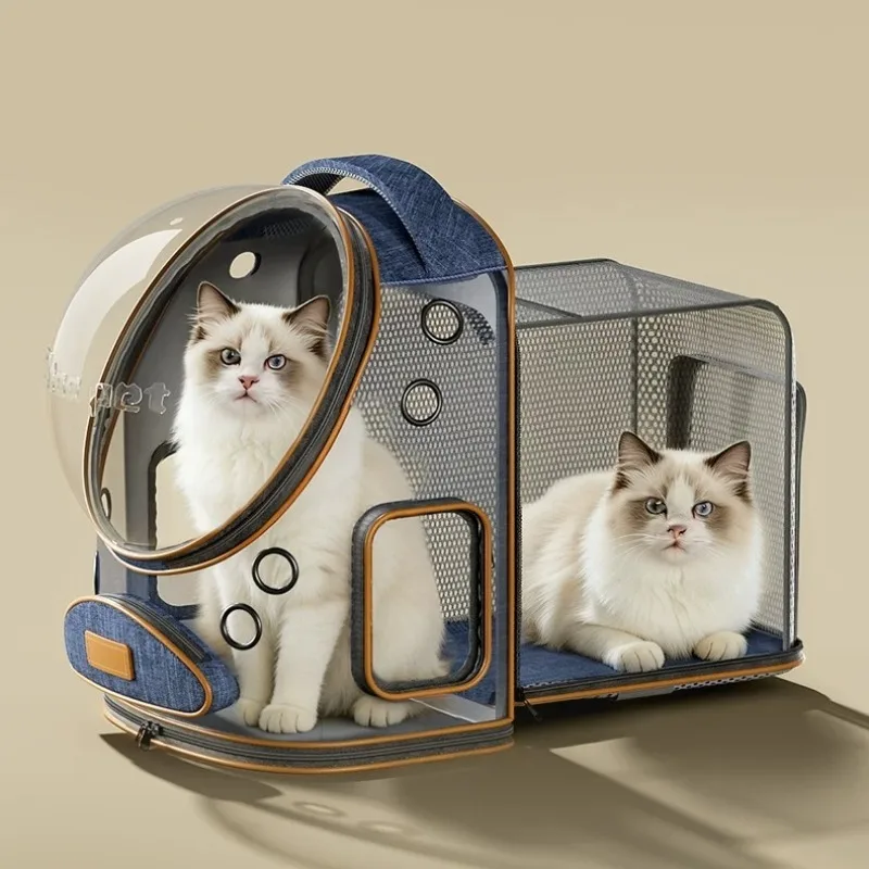 Cat Backpack Expandable Space Portable Pet Bag Large Capacity Breathable Pet Trolley Case Space Capsule Carrying Backpacks
