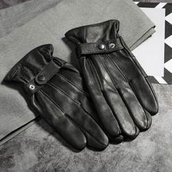 Luvas de couro genuíno dos homens das luvas quentes do inverno masculino luvas de couro real dos homens termal fleece guantes luvas de condução