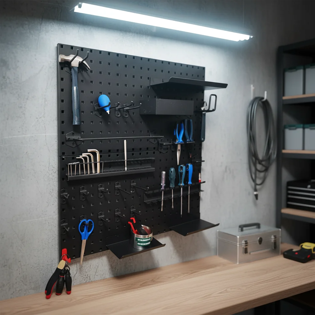 Heavy Duty Metal Pegboard Wall Storage Rack Combination Panel Mount Display Garage Workshop Living Room Storage Bags