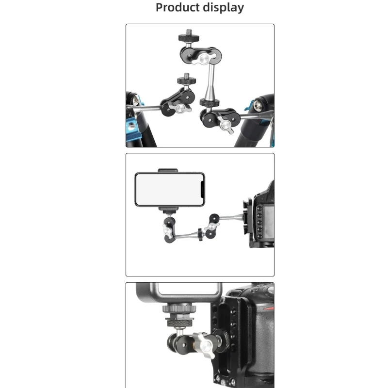 Aluminum Alloy Ball Mount Arm with 1/4 inch Screw for Monitor DSLR Camera