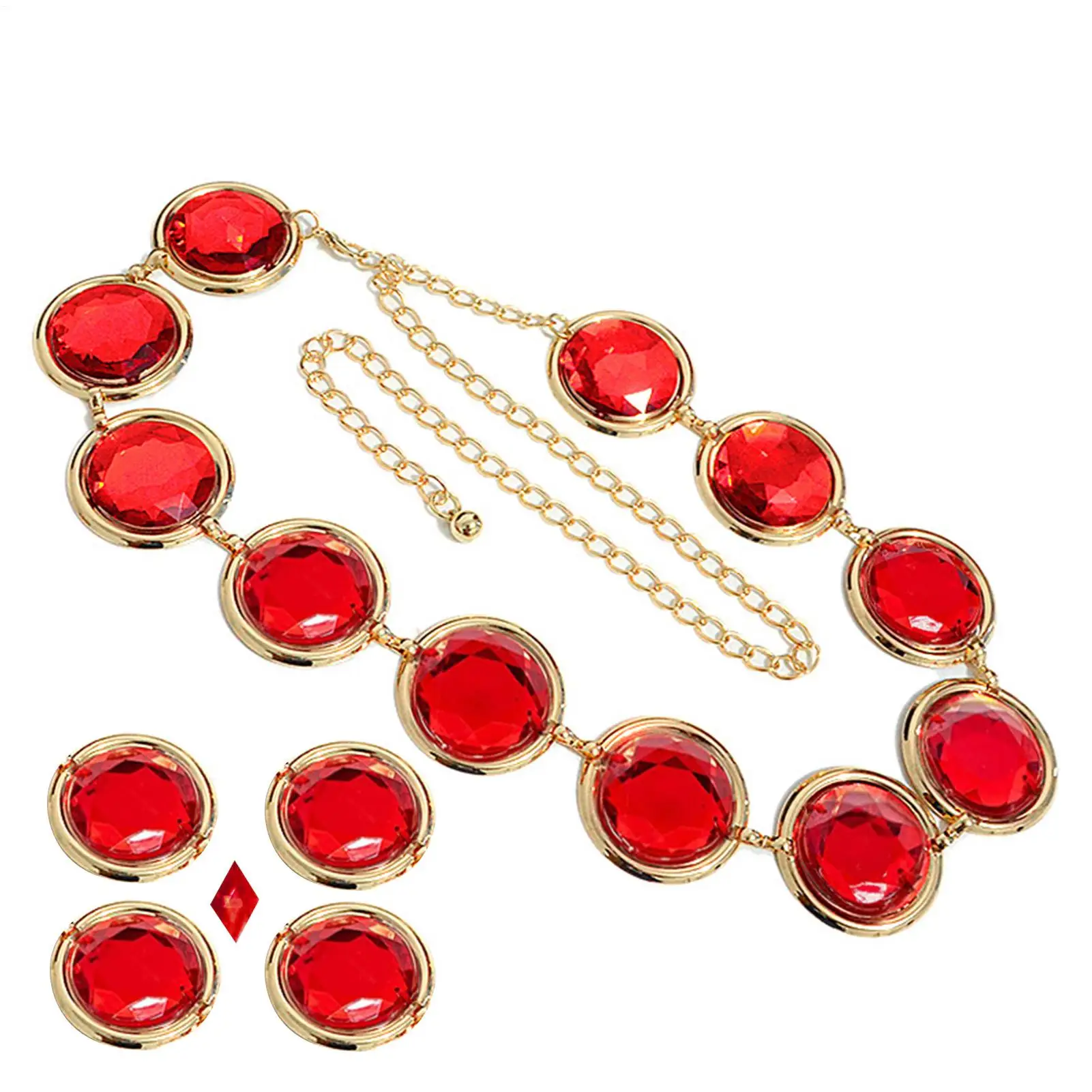 

Женский пояс для косплея, каменная цепочка для косплея для женщин, красная каменная цепочка, регулируемые костюмы, реквизит, аксессуары для костюмов